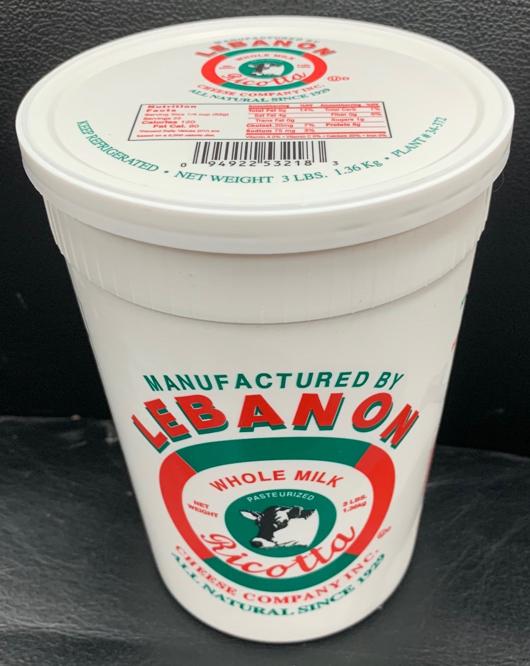 Ricotta - 3 lb. in Plastic Containers | My Site